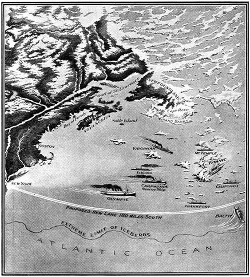 The RMS Titanic, When It Sank, Was in 41° 46 Min. N. Lat., 50° 14 Min. W. Long., Approximately the Same Latitude as New York and Madrid. 