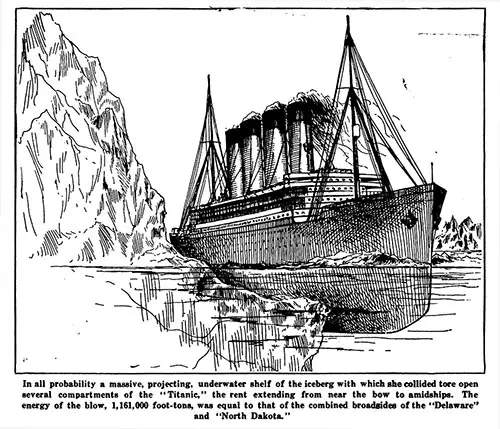 Illustration of the Damage Done to the Titanic Caused by an Iceberg