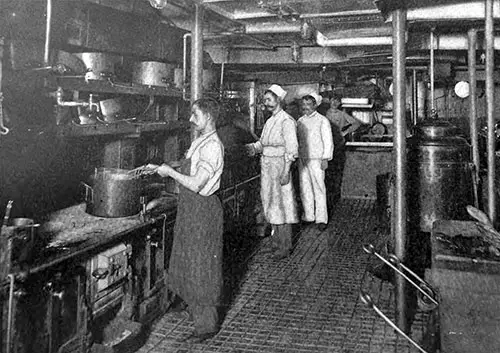 View of the Ship's Galley Where They Cook Vegetables