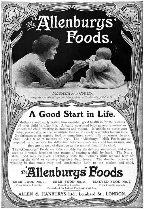 Allenburys' Foods - A Good Start In Life © 1908 Allen & Hanburys, Ltd.