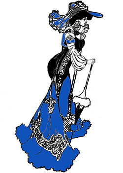 Ladies Day costume in Sapphire Blue (Color Added for Emphasis)