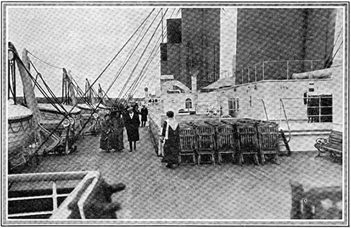 Passengers on the Boat-Deck of the Titanic in Cork Harbor.