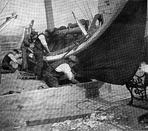 Fitting-Up a Collapsible Boat Aboard the Olympic.