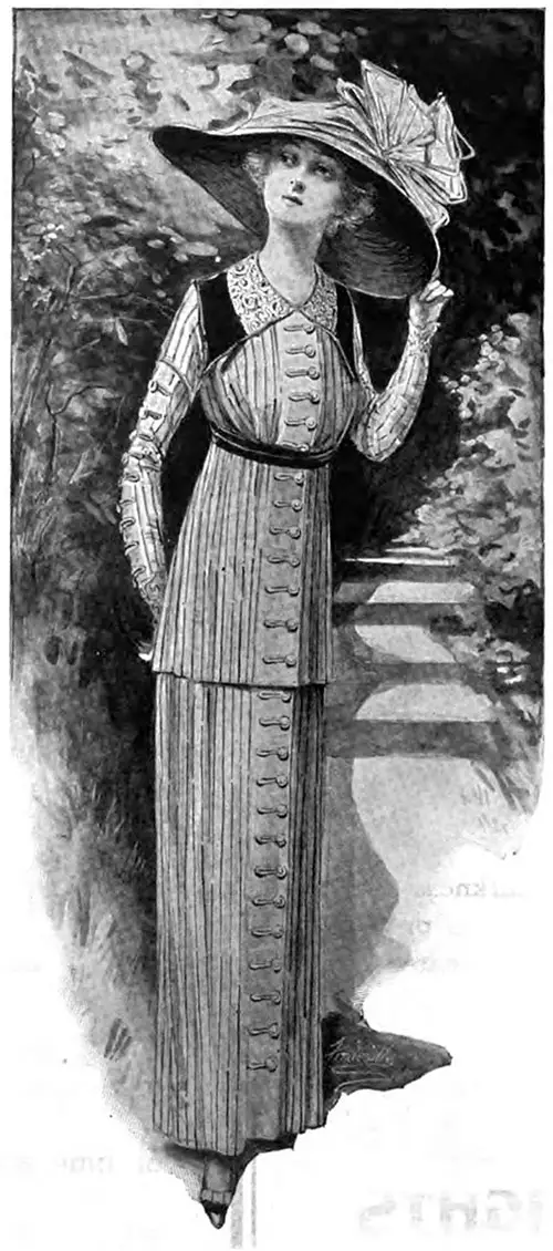 A Charming Costume in Striped Silk