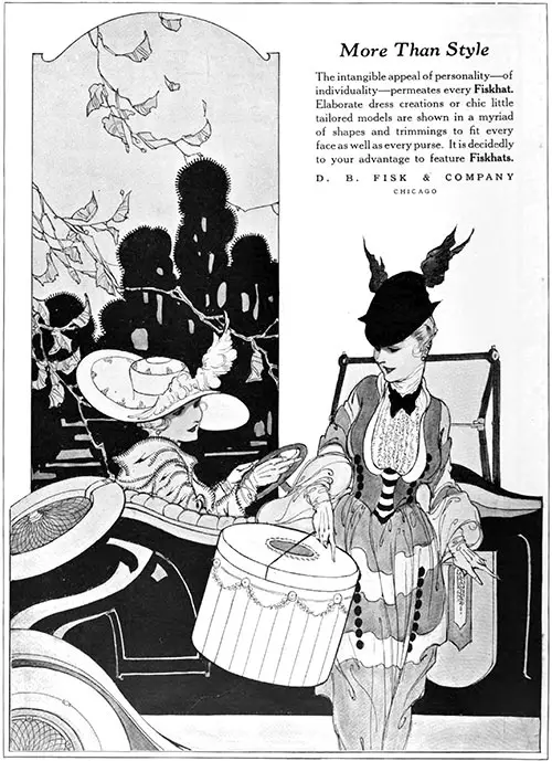 1918 Print Advertisement for Fiskhats -- More Than Style. The Illustrated Milliner, September 1918.
