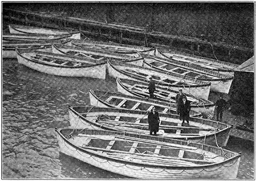 The Titanic's Lifeboats Tied up at the New York Pier After Carpathia's Return