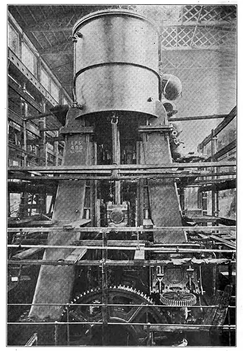 View of the Starboard Reciprocating Engines on the RMS Titanic. 