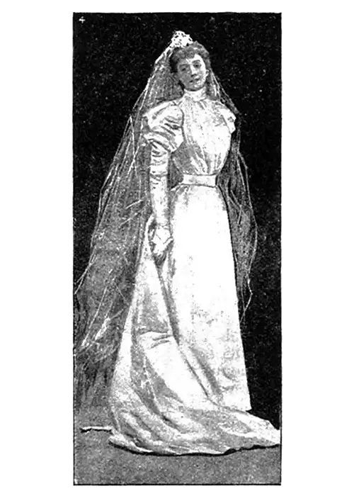 White Satin Wedding Gown and Veil