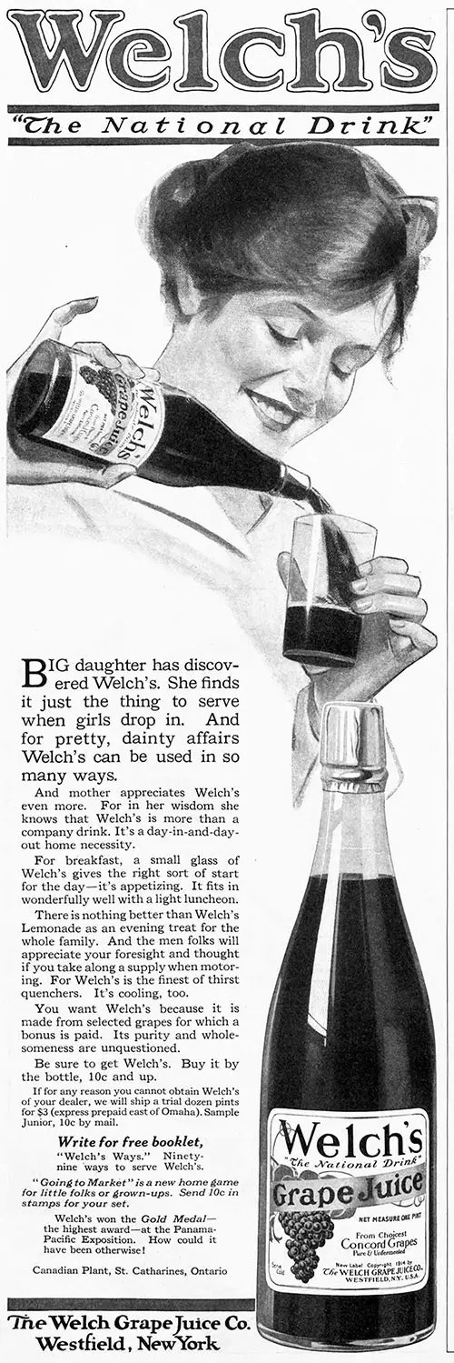 Welch's Grape Juice - Big Daughter © 1916 The Welch Grape Juice Company