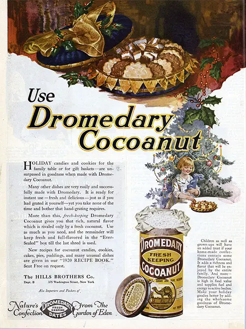 Dromedary Cocoanut Advertisement, The Ladies' Home Journal, January 1921.