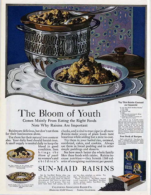 California Sun-Maid Raisins - The Bloom of Youth © 1921