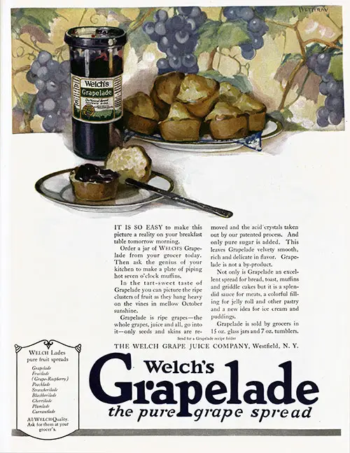 Welch's Grapelade - The Pure Grape Spread © 1921 The Welch Grape Juice Company