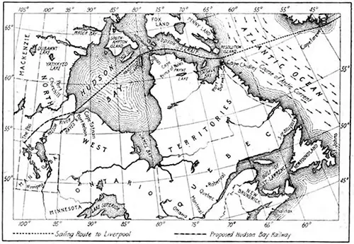 A Route That Will Defy The Icebergs. The Proposed Hudson Bay Route to Europe. Dotted with Bcrgs and Shrouded in Fog.
