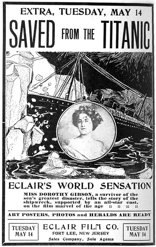 Saved from the Titanic Film Poster for Its Premier on 14 May 1912