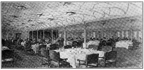 First Class Dining Saloon, Steamship Titanic.