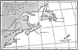 Map Marking the Location Where the RMS Titanic Foundered.