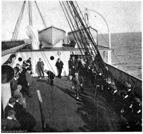Passengers on the Carpathia Enjoying a Deck Race