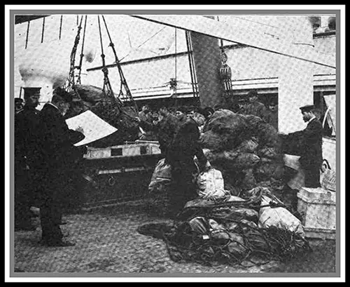 Checking the Mail Sacks on Board a Fast Mail Steamer