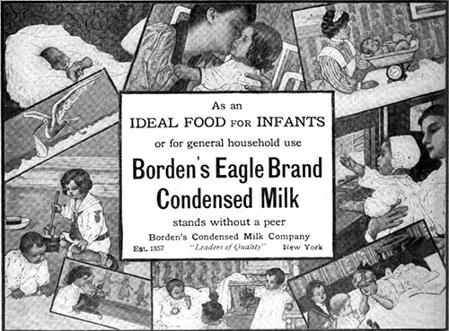 Borden's Eagle Brand Condensed Milk Advertisement, What to Eat, 1907.