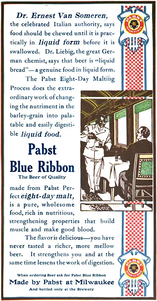 Pabst Blue Ribbon - Beer of Quality © 1907
