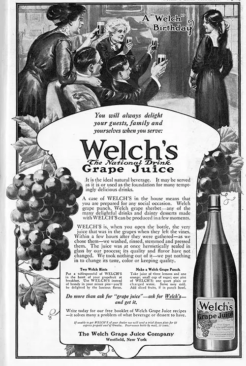 Welch's Grape Juice - A "Welch Birthday" © 1912 The Welch Grape Juice Company