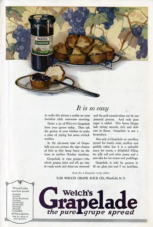 Welch's Grapelade - It Is So Easy © 1921 The Welch Grape Juice Company