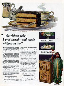 The Richest Cake I Ever Tasted - Mazola © 1921 Corn Products Refining Co.