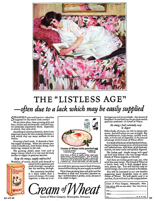 Cream of Wheat Advertisement, Woman's Home Companion Magazine, November 1923.