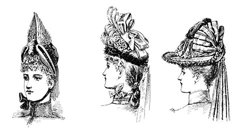 Red Felt Bonnet. | The Catogan Bonnet. | Green Velvet Directoire Hat.