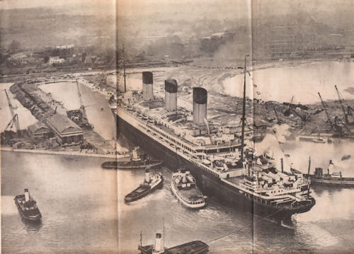 The White Star Line RMS Majestic Entering the King George V Graving Dock at Southampton