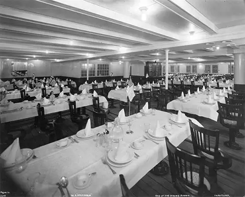 Third Class Dining Room on the SS Gripsholm of the Swedish American Line.