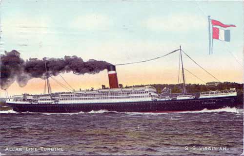 Early 1900s Postcard : Allan Line RMS Virginian - Turbine Engine