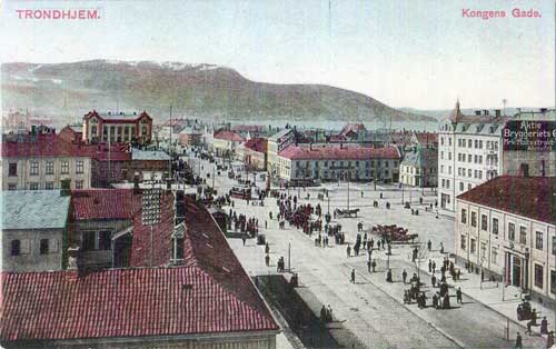 Kongens Gade, Trondhjem, Norway, Postacard from the Early 1900s
