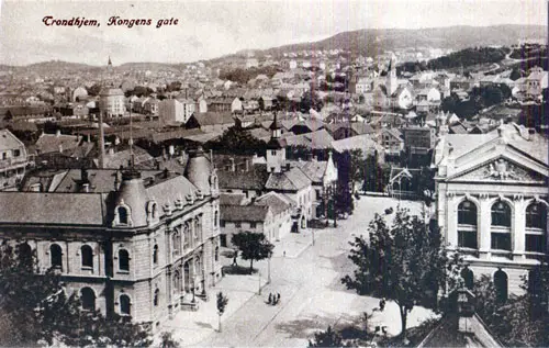 Postcard of Konges Gate, Trondhjem, Norway, from early 1910s