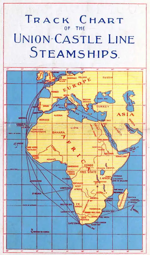 Track Chart of the Union-Castle Line Steamships, 1929