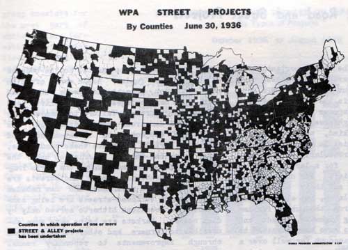 WPA Street Projects by Counties, June 30, 1936 