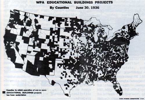 WPA Educational Buildings Projects By Counties, June 30, 1936