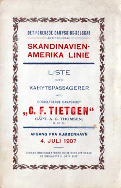1907-07-04 Passenger Manifest for the SS C.F. Tietgen
