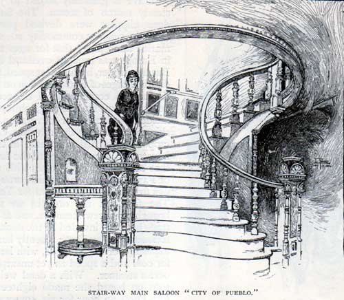 Stairway of the Main Saloon - City of Pueblo 