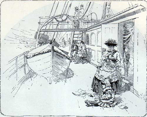 In Fair Weather, A Mother and Child Relax on Deck 