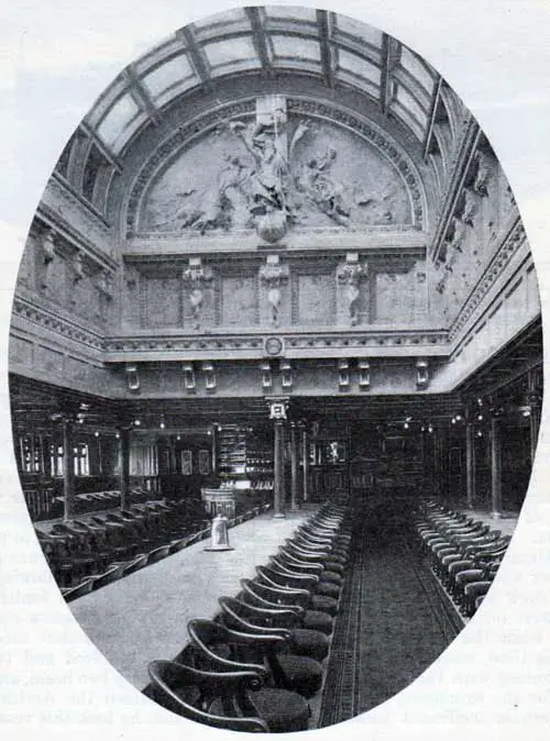 The dining saloon of the American Line SS St. Louis
