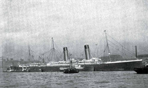 White Star Line RMS Oceanic Alongside Liverpool Landing Stage, c1900.
