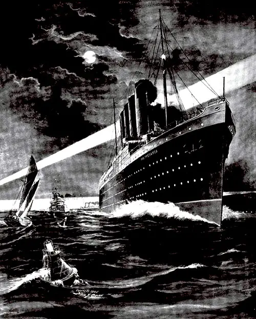 Ambrose Channel At Night 1907 RMS Mauretania