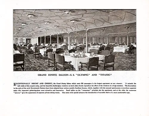 Grand Dining Saloon-S. S. Olympic and Titanic