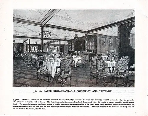 A La Carte Restaurant-S. S. Olympic and Titanic