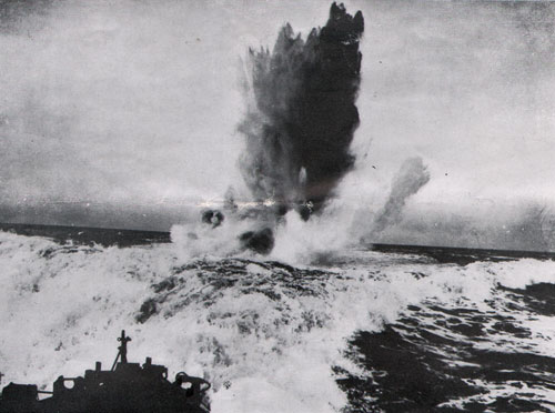 Depth Bomb Explosion by U. S. destroyer
