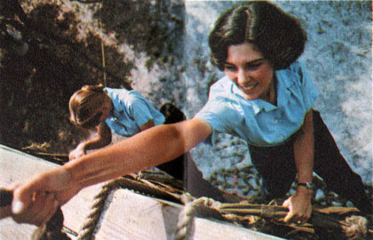 Women Recruits Climbing Ropes