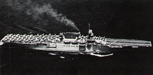 TWO AND FOUR—USS Lexington (CV 2) cruises in 1938. 