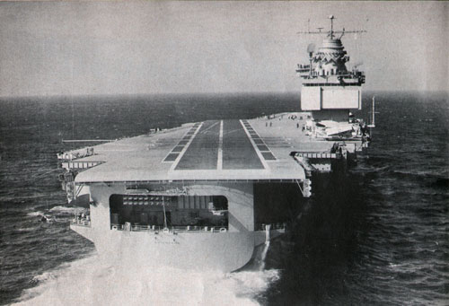PILOT's EYE VIEW of approach for landing on the deck of USS Enterprise