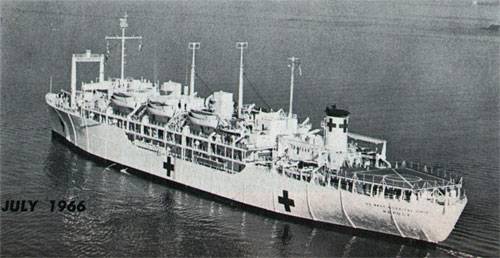 USS Repose (AH 16) sails along the coast of South Vietnam.